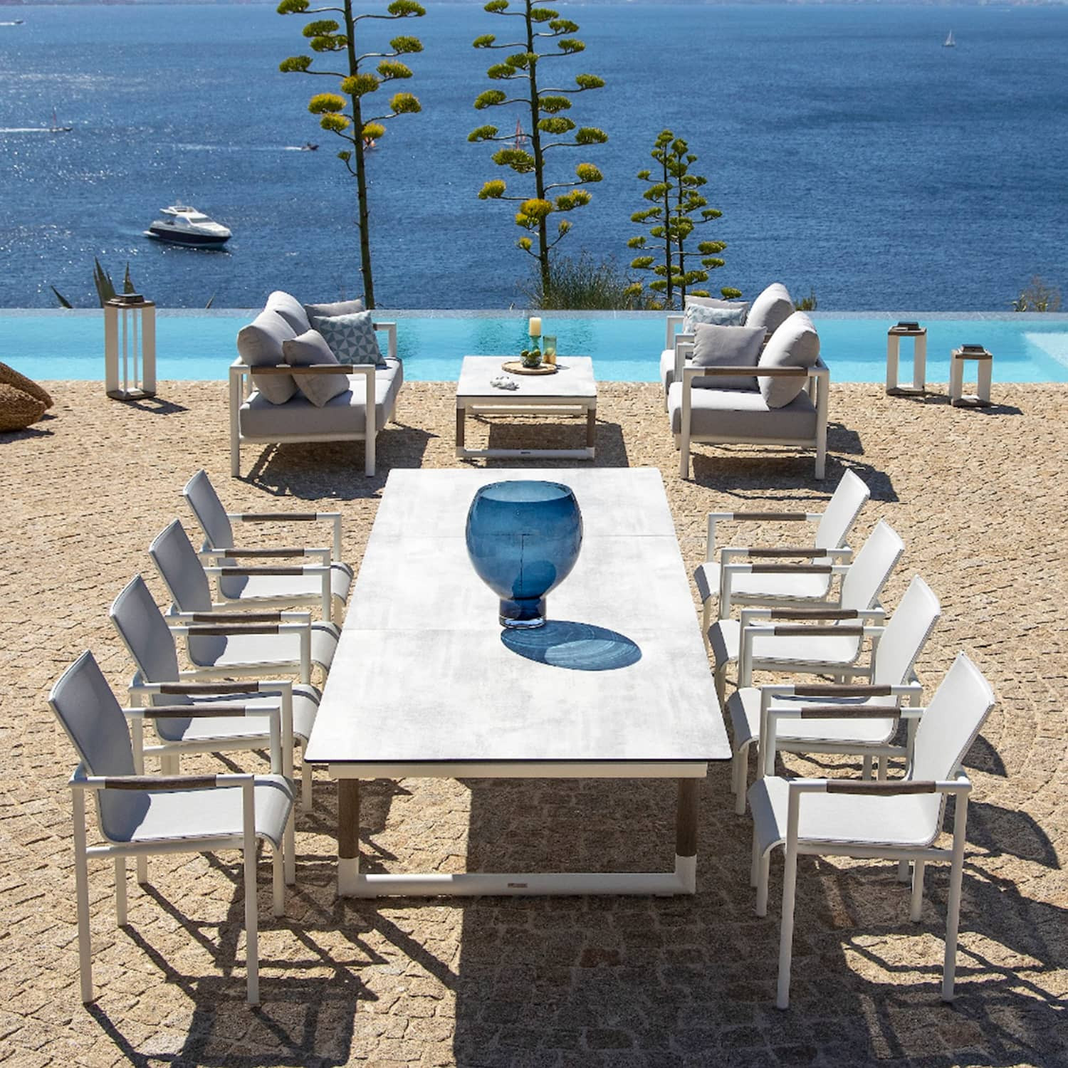 Table extensible blanche 210/315 cm BASTINGAGE HPL Les Jardins