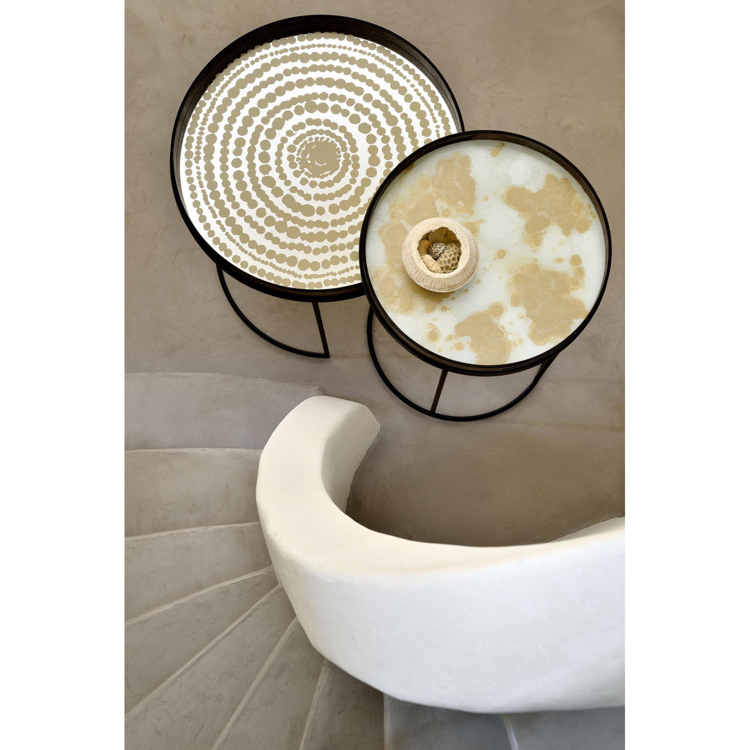 BEADS gold mirror tray Ø61cm Ethnicraft