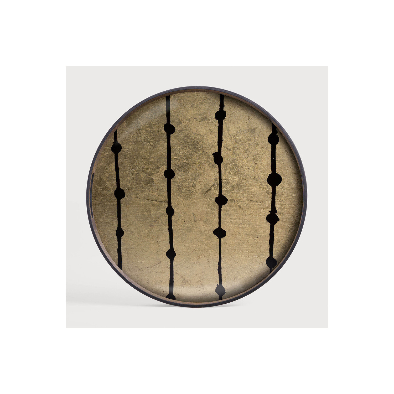 GOLD LEAF DOTS glass tray Ø48cm Ethnicraft