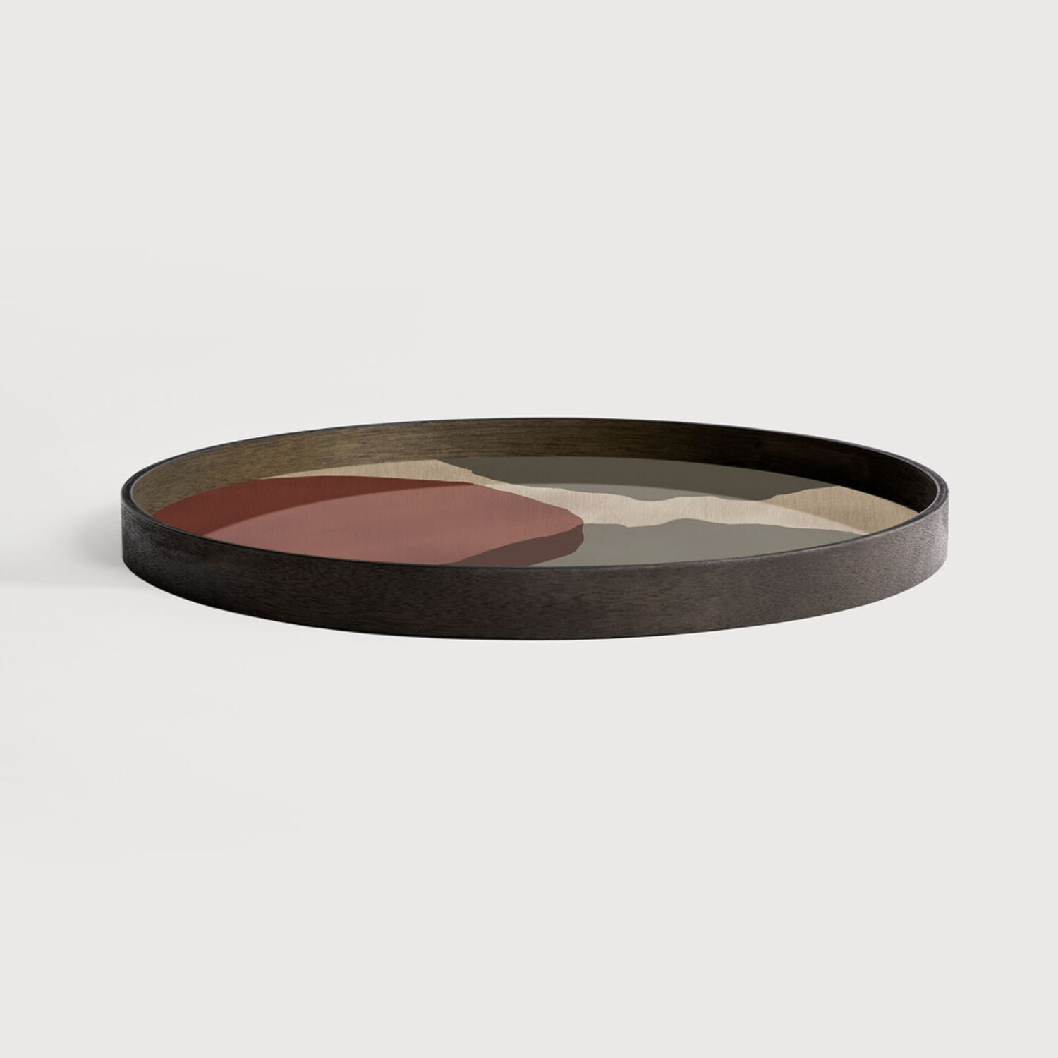 OVERLAPPING DOTS round glass tray Ethnicraft