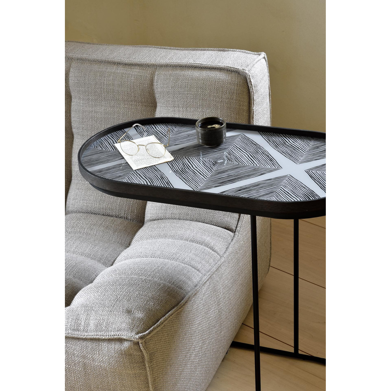 M Ethnicraft oblong side table with trays