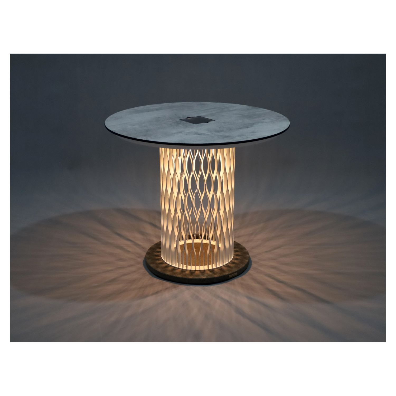 Table lumineuse solaire Ø110 cm CADIX Les Jardins