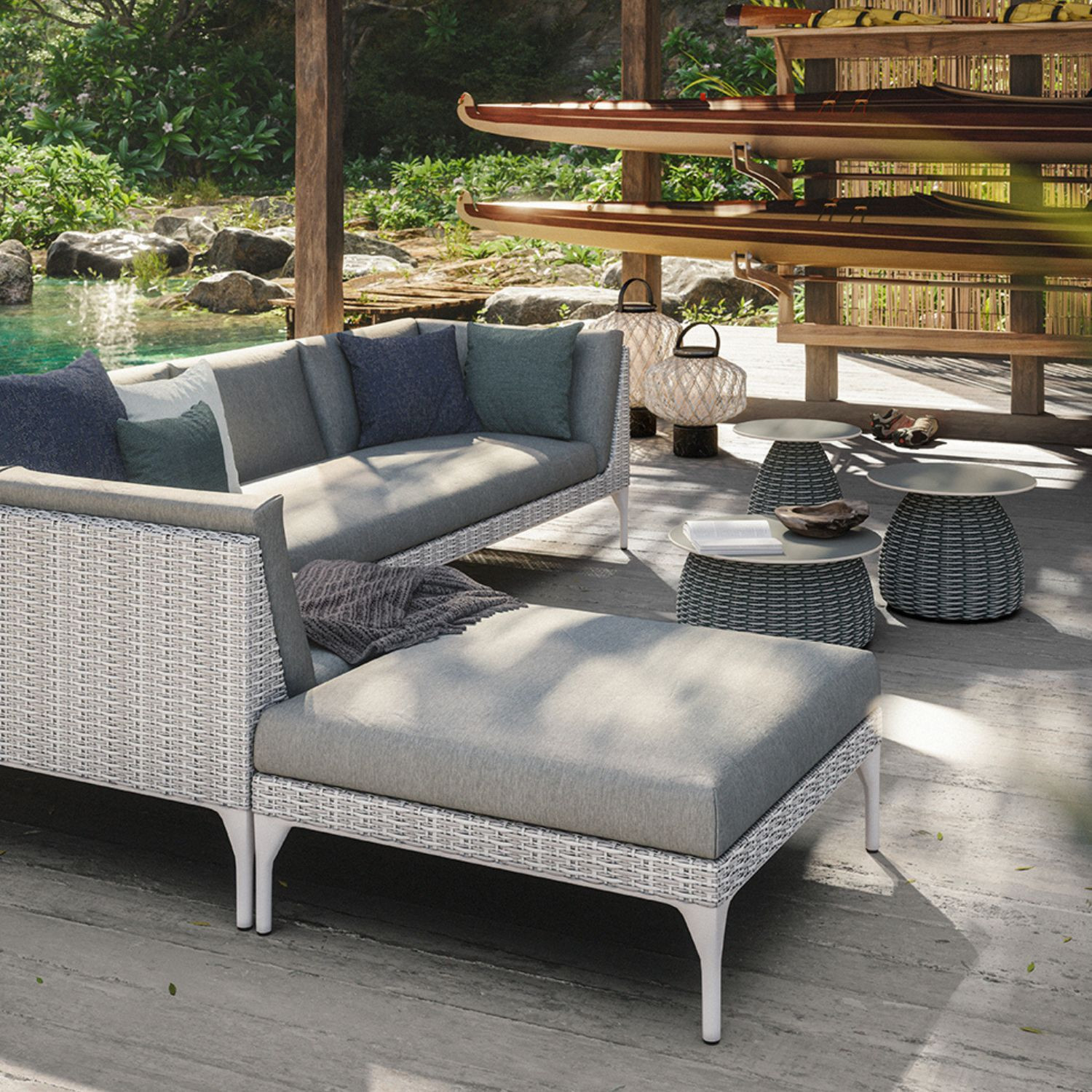 Repose-pied / pouf pour salon MU Dedon