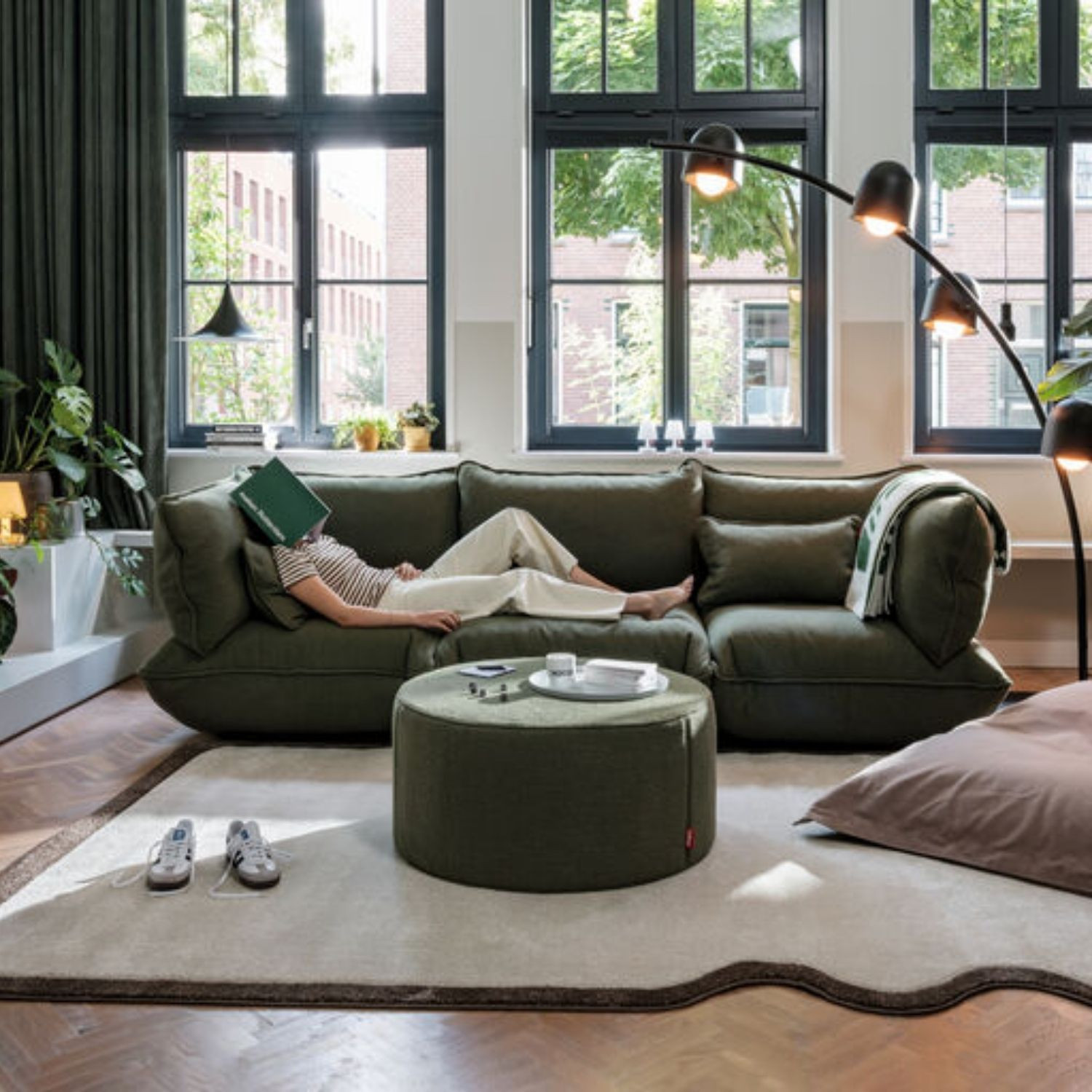 Large SUMO BOUCLE RECYCLED sofa Leaf Green Fatboy