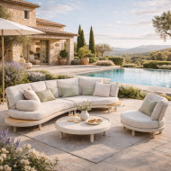 OASIS aluminium and teak garden lounge by Les Jardins du Sud