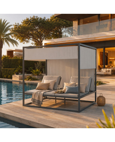 CUBE dark grey daybed by Les Jardins du Sud