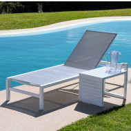ROME sun lounger in white / light grey Les Jardins du Sud