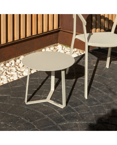 Table d'appoint beige Ø44 cm VERONE Les Jardins du Sud