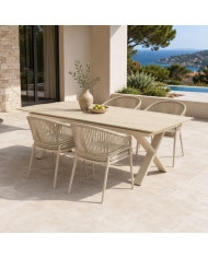 Extendable anthracite CANNES + 4 armchairs Les Jardins du Sud