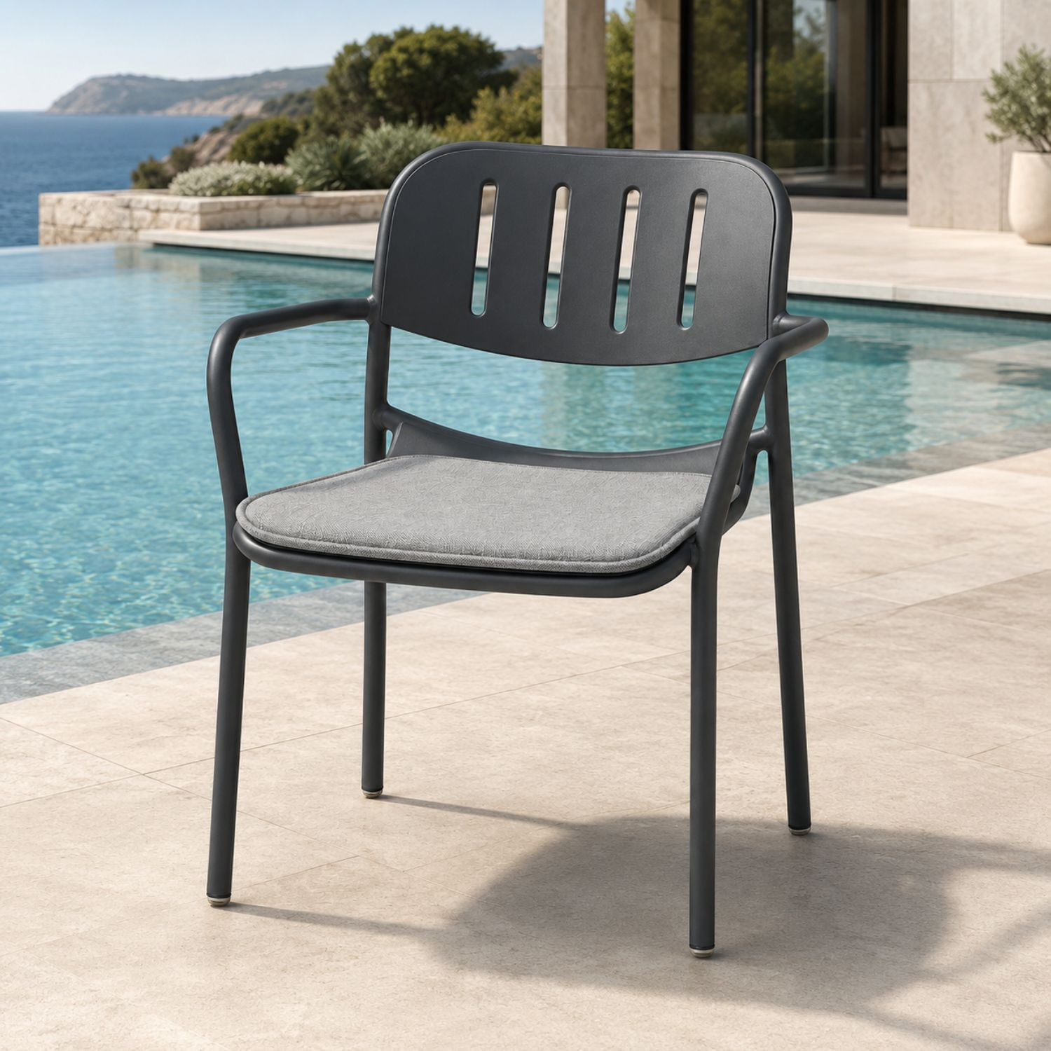 SUNNY dark grey armchair by Les Jardins du Sud