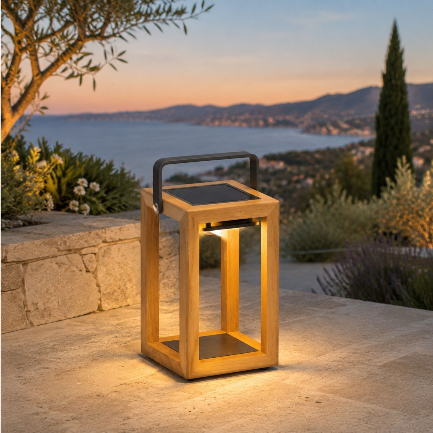 SOLEA PM solar teak lamp Les Jardins du Sud