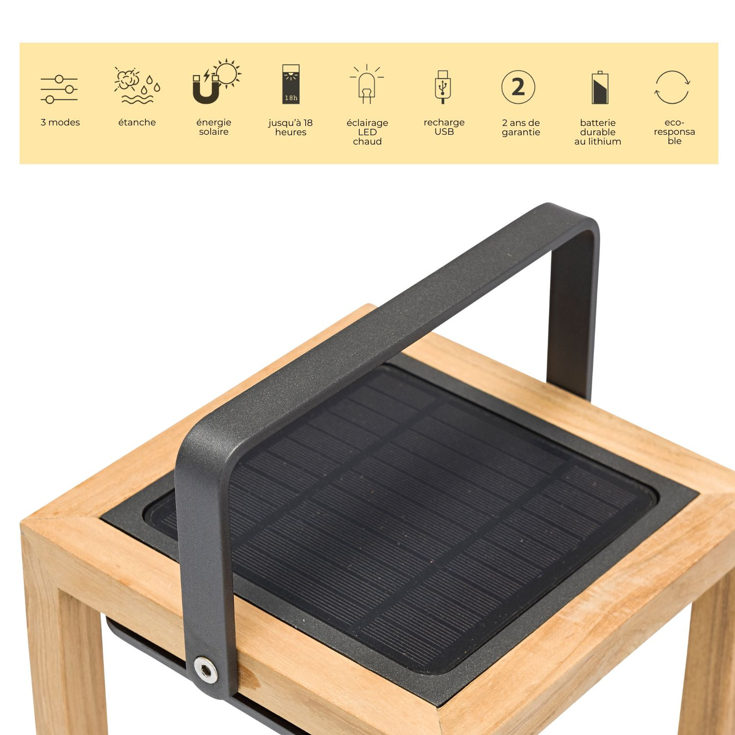 SOLEA GM solar teak lamp Les Jardins du Sud
