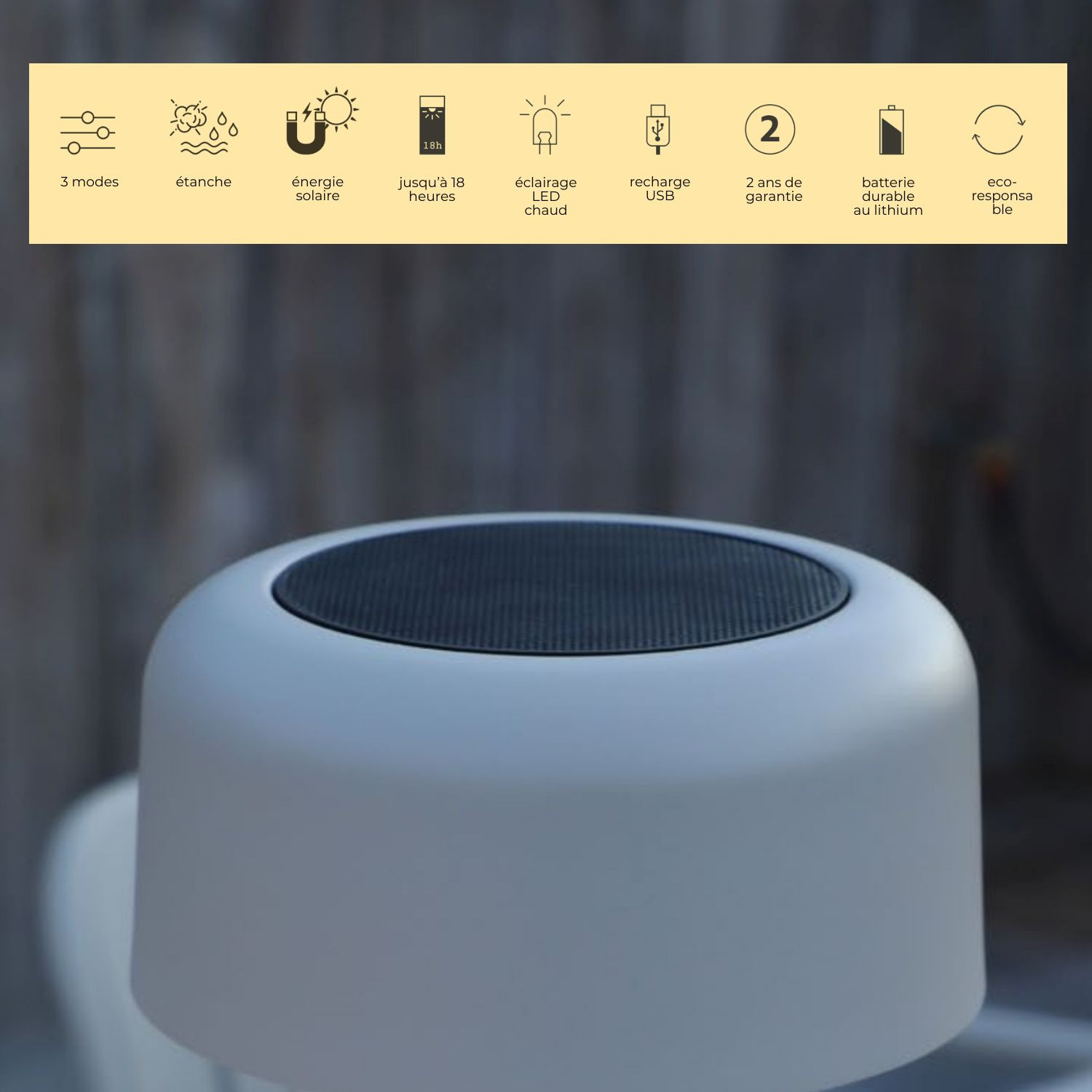 Lampe solaire TERRA Cône pierre GM Les Jardins du Sud
