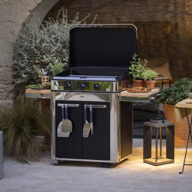 Combo plancha gaz ENOSIGN 80 inox sur chariot ENO