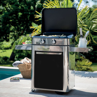 Combo plancha gaz ENOSIGN 65 inox sur chariot ENO