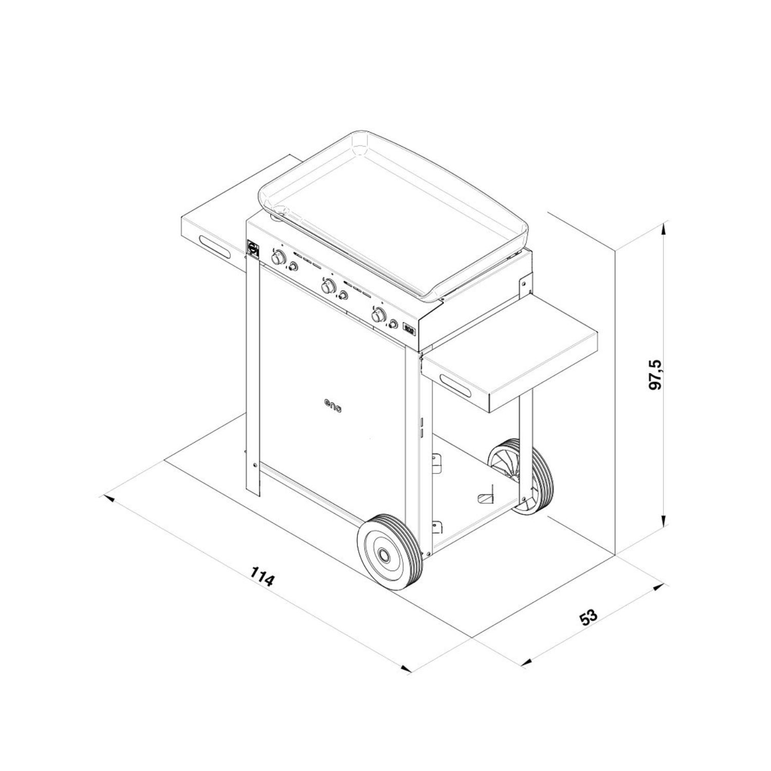 INITIAL 65 stainless steel gas plancha combo on trolley ENO
