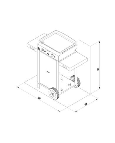 INITIAL 50 stainless steel gas plancha combo on trolley ENO