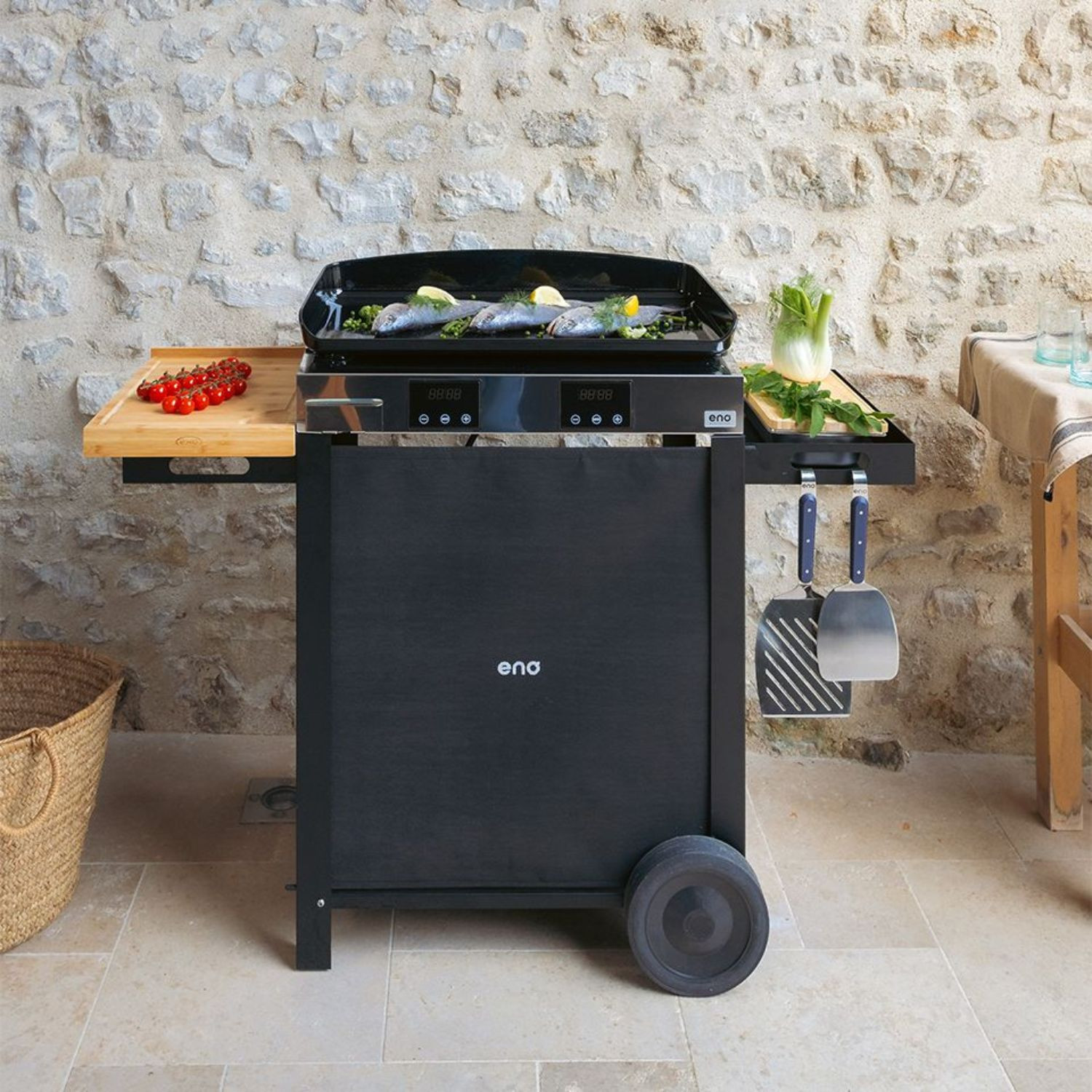 Combo plancha électrique INITIAL 65 inox sur chariot ENO