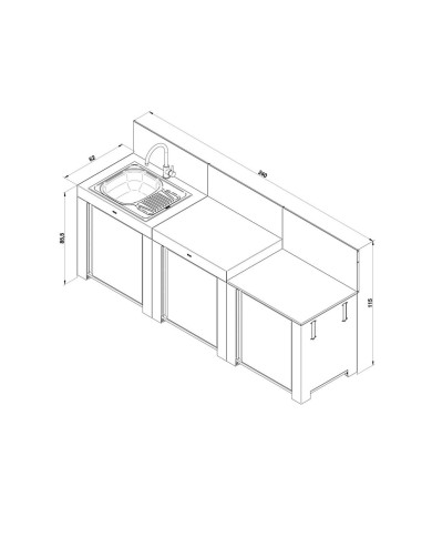 Cuisine extérieure MODULO CLASSIC 3 modules Cargo ENO