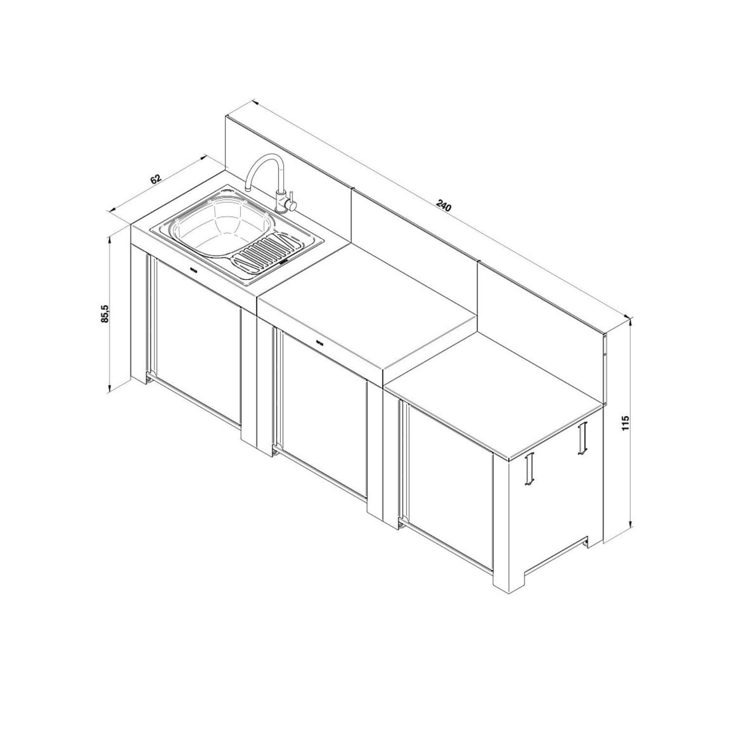 Cuisine extérieure MODULO CLASSIC 3 modules Sauge ENO
