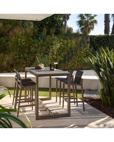 SKAAL black marble ceramic high dining table 4/6 people Les Jardins