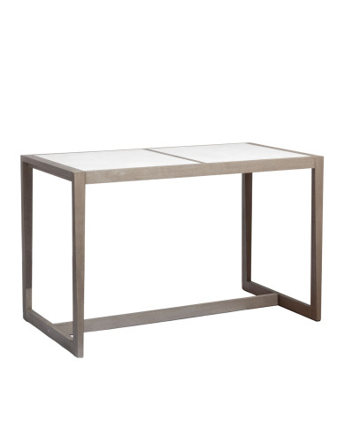 SKAAL white tadelakt ceramic high dining table Les Jardins