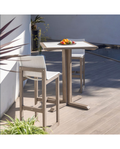 SKAAL white tadelakt ceramic high dining table Les Jardins