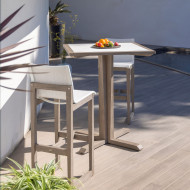SKAAL white tadelakt ceramic high dining table Les Jardins