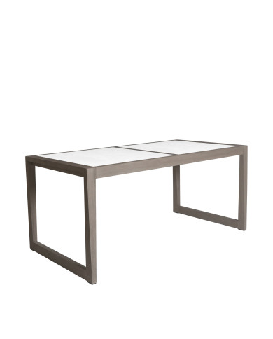 SKAAL white tadelakt ceramic rectangular bistro table 4/6 people Les Jardins