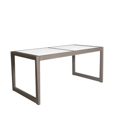 Table bistro rectangle 4/6 personnes céramique tadelakt blanc SKAAL Les Jardins