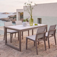 Table bistro rectangle 4/6 personnes céramique tadelakt blanc SKAAL Les Jardins