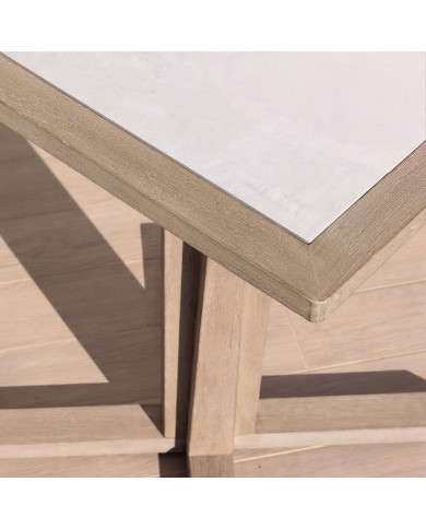 Table carrée 2 personnes céramique tadelakt blanc SKAAL Les Jardins
