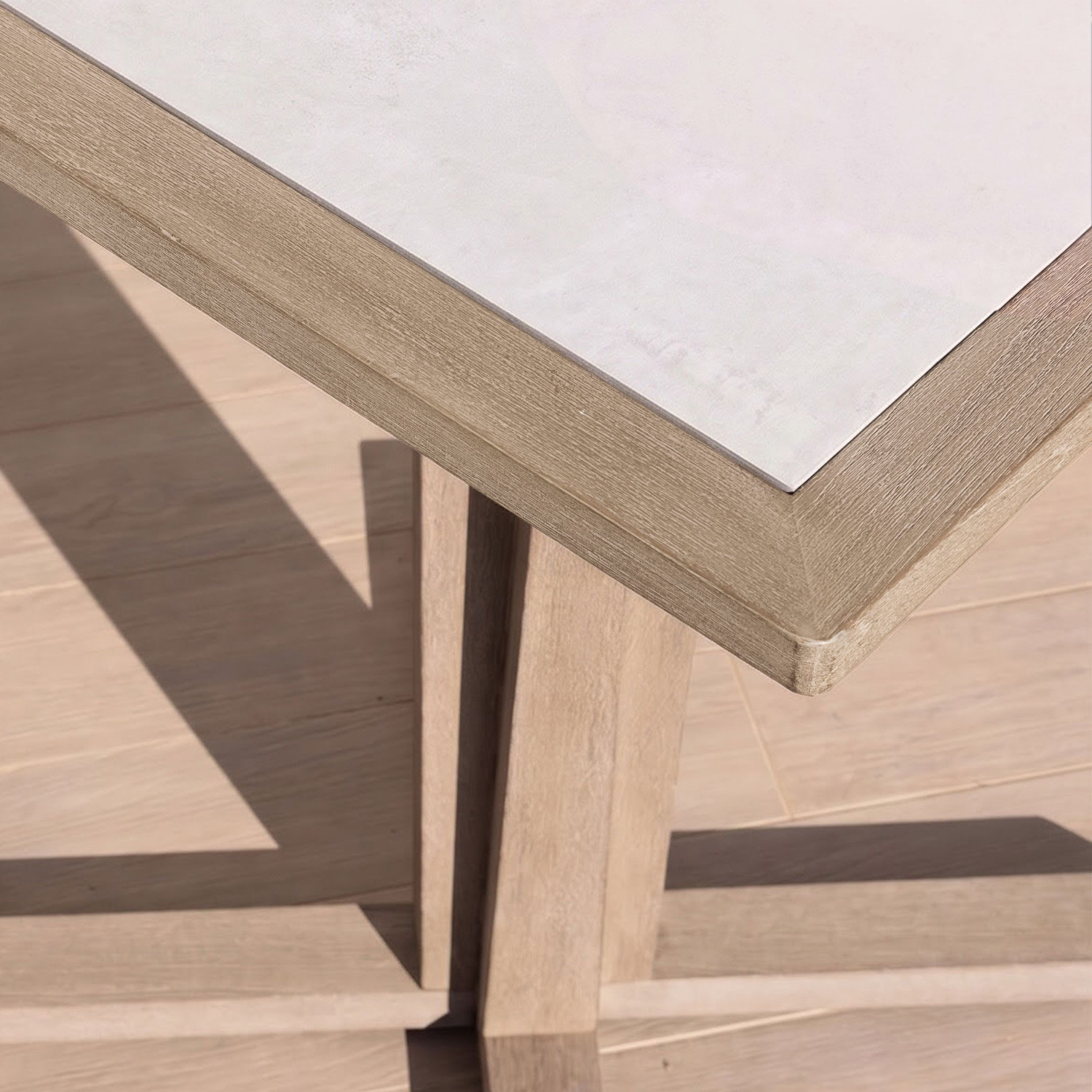 SKAAL white tadelakt ceramic square table 2 people Les Jardins