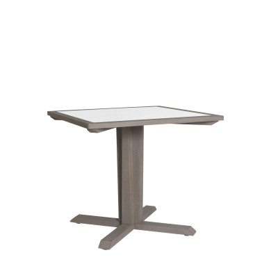 SKAAL white tadelakt ceramic square table 2 people Les Jardins