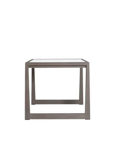 SKAAL white tadelakt ceramic bistro table for 2/4 people Les Jardins