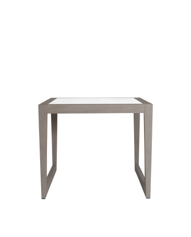 SKAAL white tadelakt ceramic bistro table for 2/4 people Les Jardins