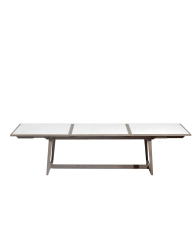 Table extensible 10/12 personnes céramique tadelakt blanc SKAAL Les Jardins