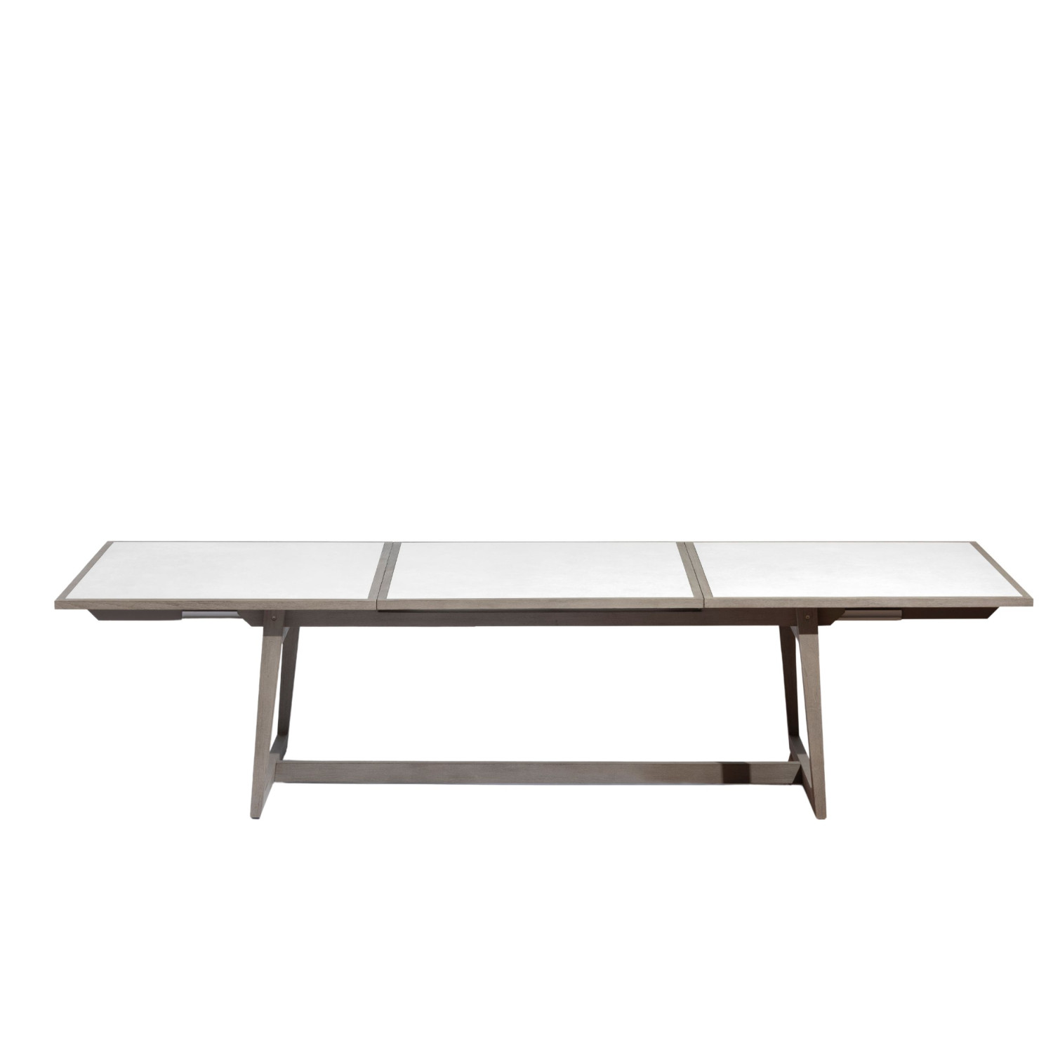 SKAAL white tadelakt ceramic extendable table for 10/12 people Les Jardins