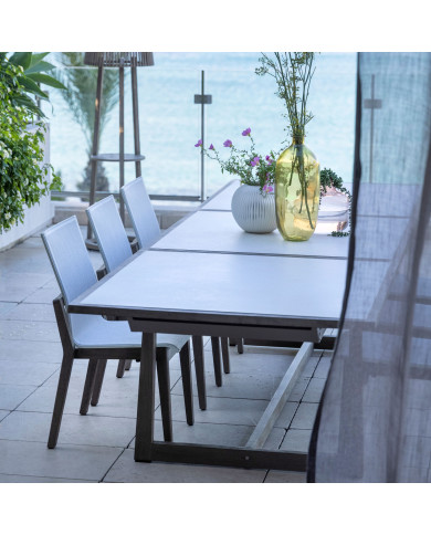Table extensible 10/12 personnes céramique tadelakt blanc SKAAL Les Jardins