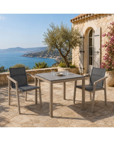 Table bistro 80 x 80 cm HPL ardoise SKAAL Les Jardins