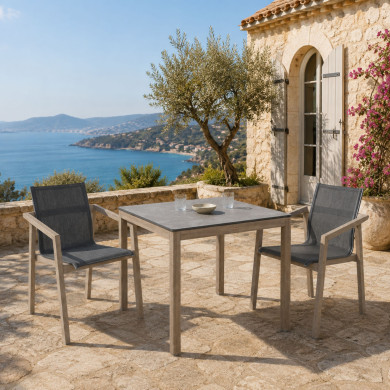 Table bistro 80 x 80 cm HPL ardoise SKAAL Les Jardins