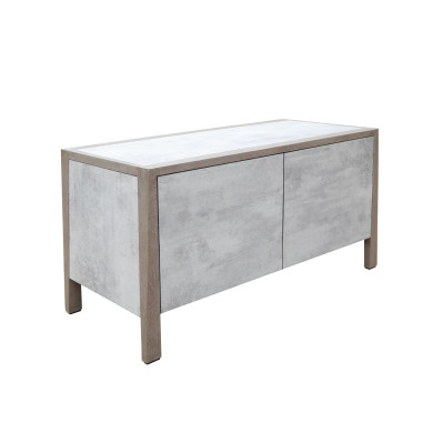 SKAAL two-door white wash concrete HPL storage cabinet Les Jardins
