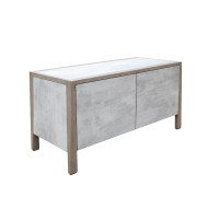 SKAAL two-door white wash concrete HPL storage cabinet Les Jardins