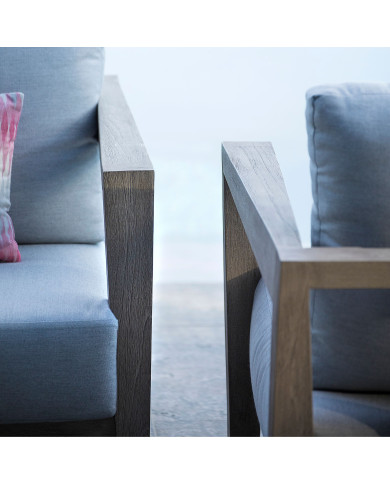SKAAL club armchair with light grey Sunbrella cushions Les Jardins
