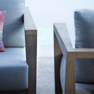 SKAAL club armchair with light grey Sunbrella cushions Les Jardins