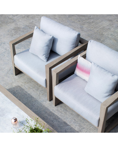 Fauteuil club SKAAL Sunbrella gris clair Les Jardins