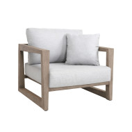 SKAAL club armchair with light grey Sunbrella cushions Les Jardins