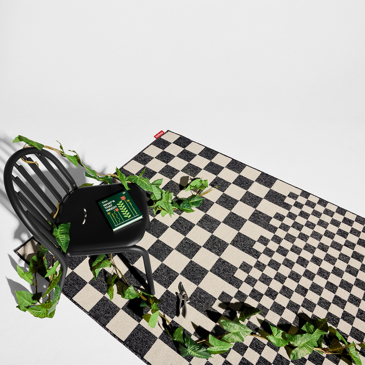 Tapis intérieur extérieur CARPRETTY GRAND Square Affair crème/anthracite Fatboy
