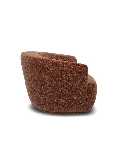 Fauteuil design arrondi NIDO tissu ELOA Cognac Les Jardins du Sud