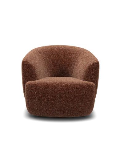 Fauteuil design arrondi NIDO tissu ELOA Cognac Les Jardins du Sud